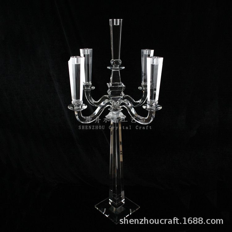 Modern simple five - tip crystal candlestick wedding candlestick home hotel coffee shop model room candlestick decorations thumbnail