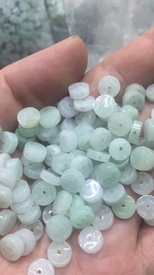 Natural jade money beads 9mm jadeite Specification image