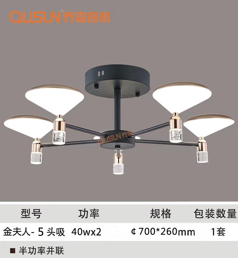 Qiao Sen's Green and innocent chandelier, Lady Jin - 5 Light Luxury Chandelier, living Room Lamp, Postmodern simplicity, internet-famous crystal Chandelier, bedroom and dining room lighting fixtures details Picture