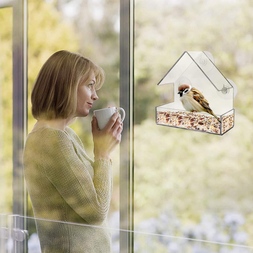 Cross-Border Explosive Bird Feeder Acrylic Transparent Outdoor Window Bird Feeder Custom Wholesale Sucker Bird Cage undefined