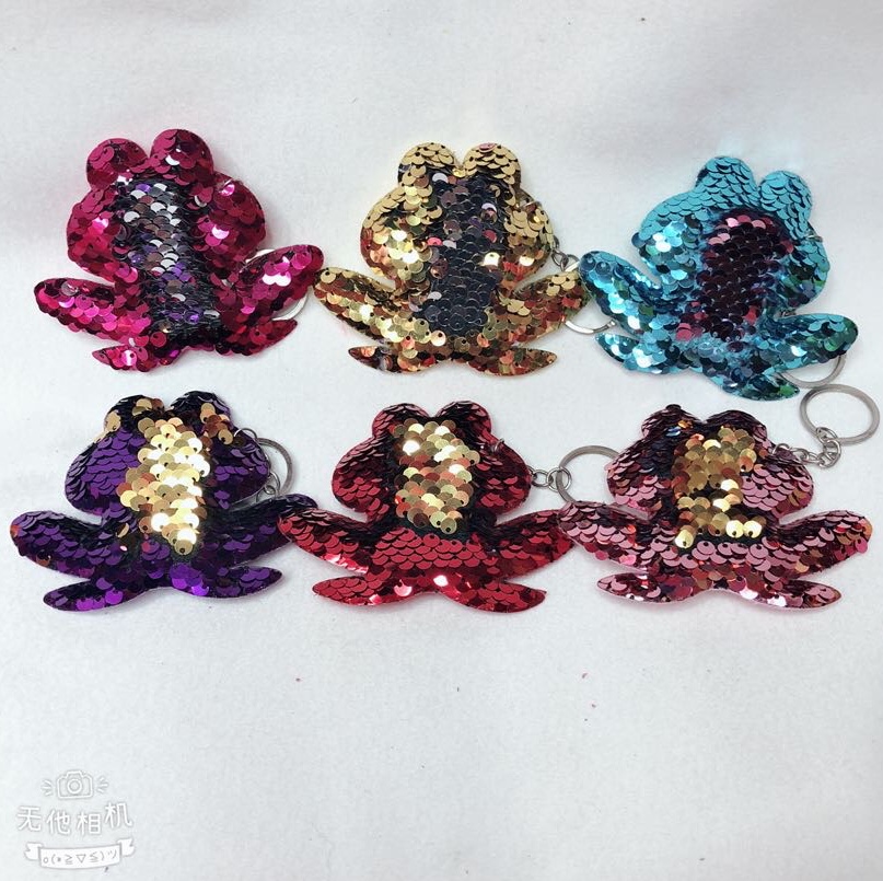 Plush toy pendant sequin key chain Pendant key chain pendant frog sequin pendant keychain double-sided sequin pendant