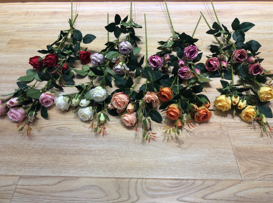 Wholesale of 7-head artificial rose bouquets for home, hotel and wedding decoration