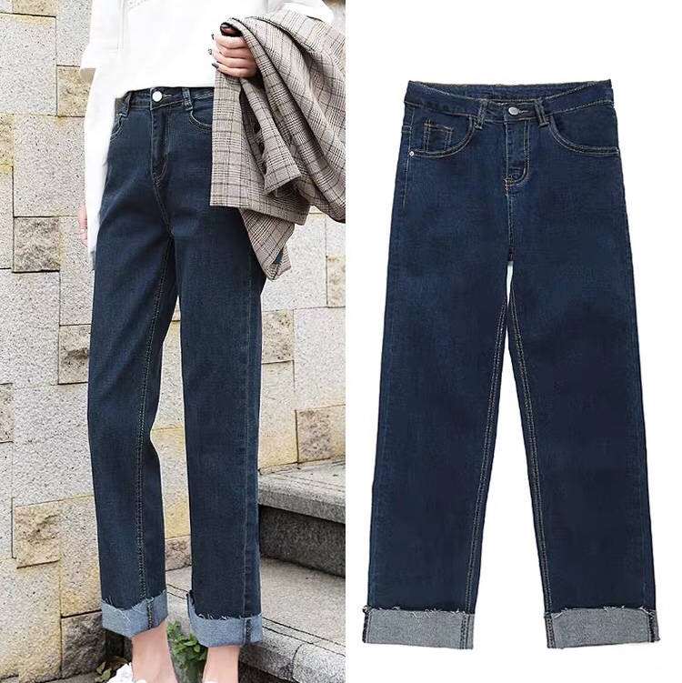 Jeans straight and loose for women 2020 new navy high waist slimming slimming cigarette tube for women in long Johns thumbnail