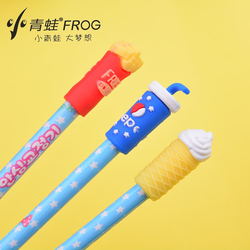Little Frog pencil Cover Cartoon food Hamburger Kloe styling cap cover extends pencil life 3050