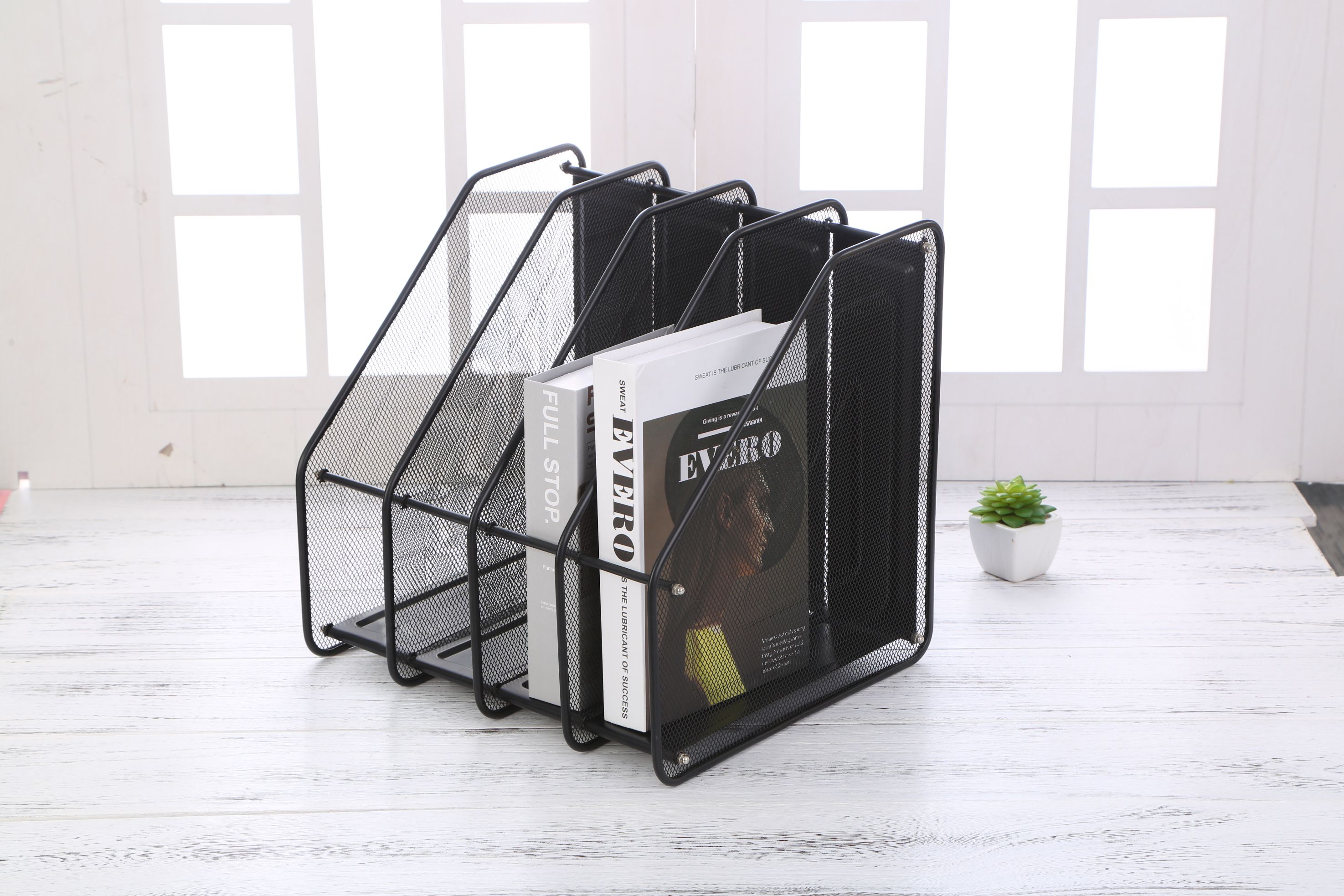 Metal mesh file rack, data rack, file frame, four folders, storage box, office desk, bookshelf, storage and storage 2 detail image 1