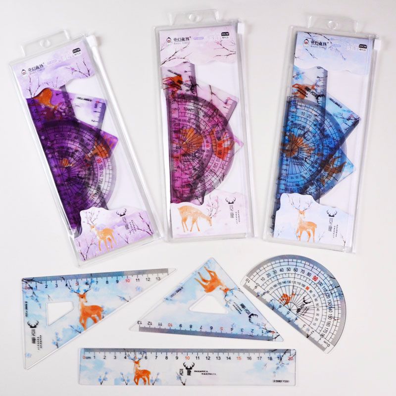 Factory direct sale bestseller 20CM transparent color sleeve ruler PVC ruler set