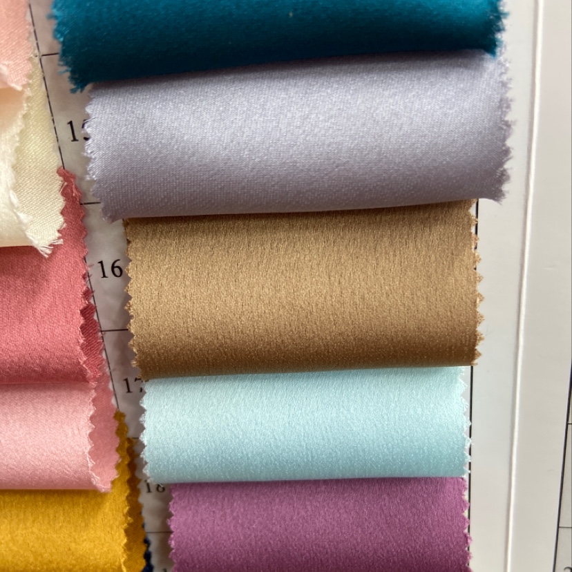 棕色新款高档无弹色丁巴黎缎布料雪花缎汉服旗袍服装丝绸仿桑蚕真丝面料