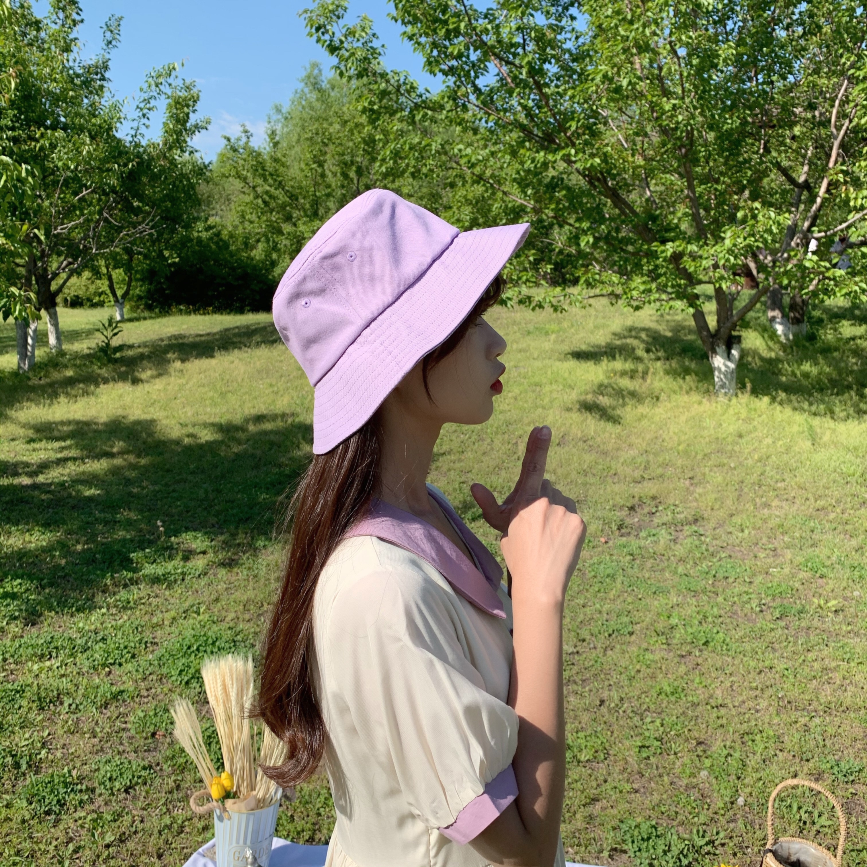 经典百搭纯色渔夫帽子遮阳帽女防晒春夏太阳盆帽产品图