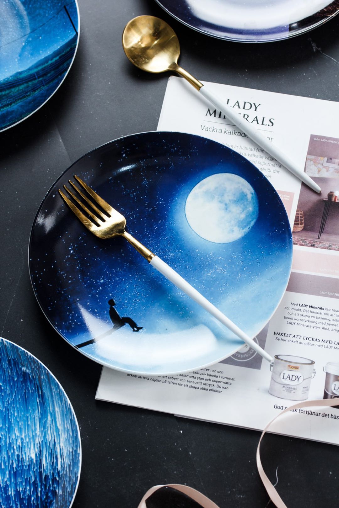 8寸北欧风格星空糕点盘牛排盘西餐盘摆盘装饰盘详情7