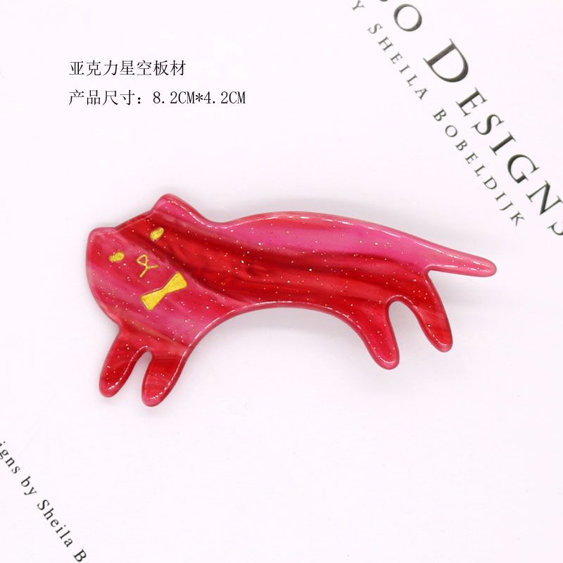 Japanese and Korean starry sky cat duckbeak clips, colorful acetate hair clips, large edge clips, acrylic bangs clips, small animal hair accessories details Picture