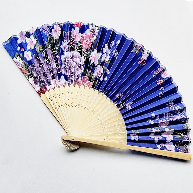 新款古典景区绸布色丁扇时尚经典稠布手持折叠扇团扇扇子 竹艺日式详情图10