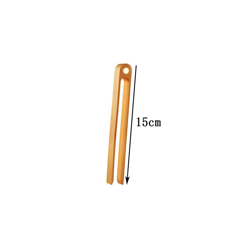 15Cm Bamboo Bread Clip Round End Bamboo Tongs With Magnet Kitchen Items Bamboo Salad Tongs full figure