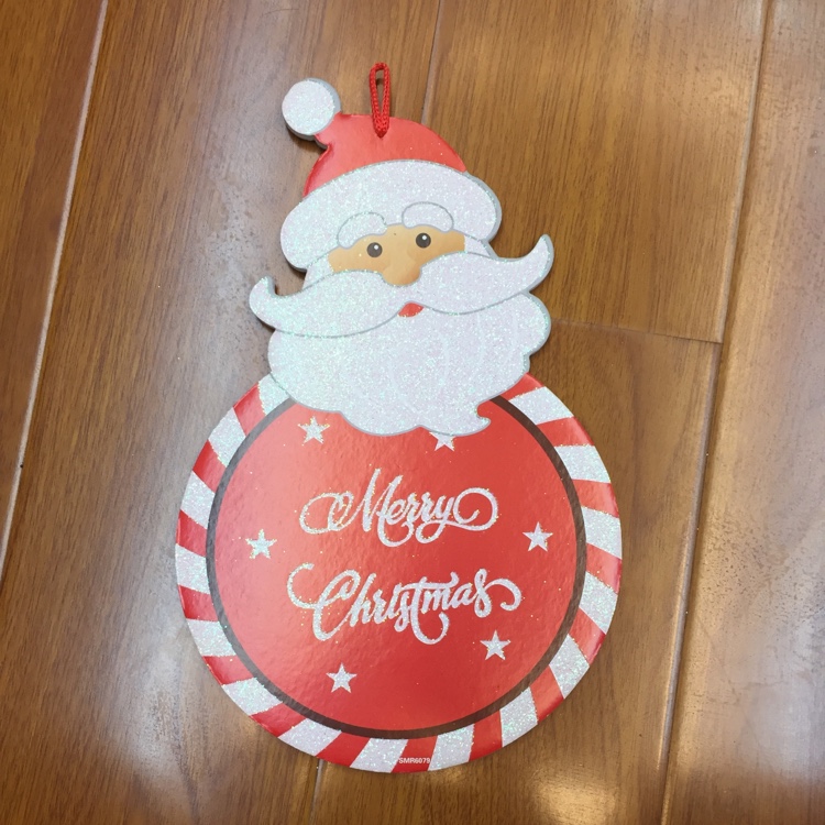 Factory direct sales and wholesale of Christmas decorations, cartoon Santa Claus, English "Merry Christmas", crystal powder Christmas pendants details Picture