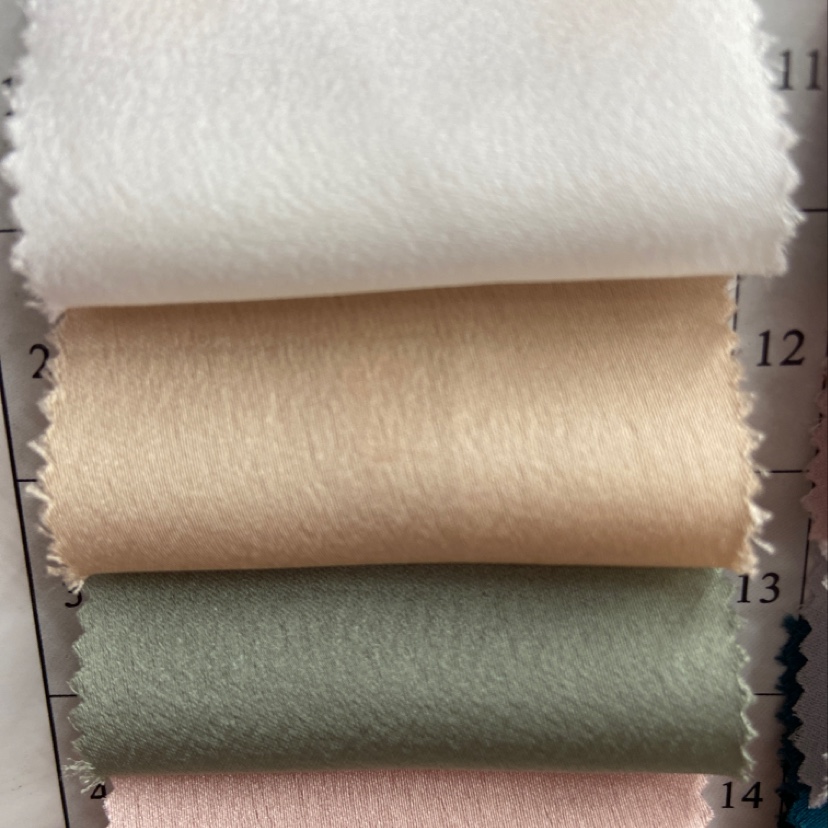 杏色新款高档无弹色丁巴黎缎布料雪花缎汉服旗袍服装丝绸仿桑蚕真丝面料