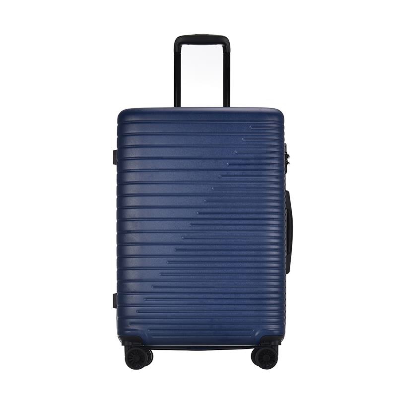 材质：ABS 材质，轮子：耐磨，静音飞机轮，锁：普通密码锁、拉杆：全贴拉杆：手提：定制舒适提手：内饰：ｕ型拉链+X型荣一带，精致立体品牌标识，箱体：防刮磨砂面，尺寸24，颜色：深蓝色