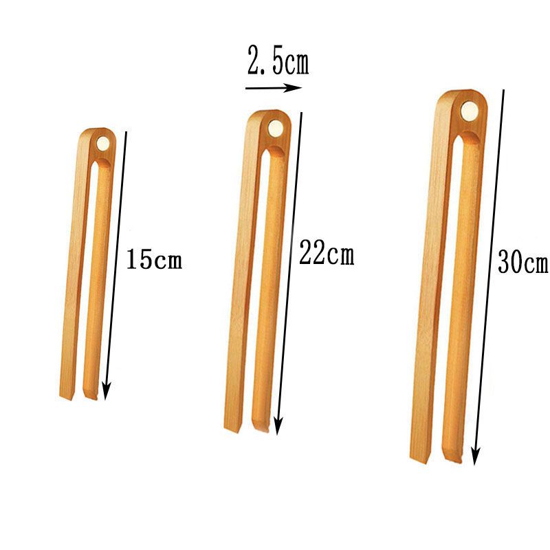 15Cm Bamboo Bread Clip Round End Bamboo Tongs With Magnet Kitchen Items Bamboo Salad Tongs details Picture