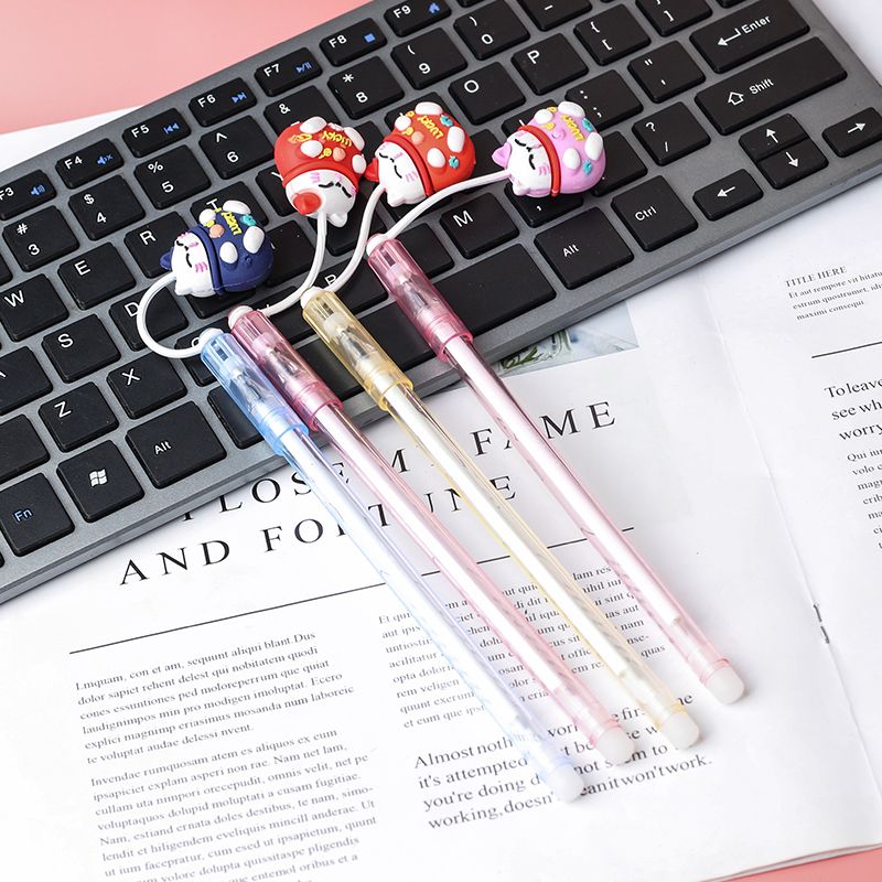 Cartoon silicone cat pendant Neutral pen Cute cat swing signature pen Meow pen for stress relief Shake shake