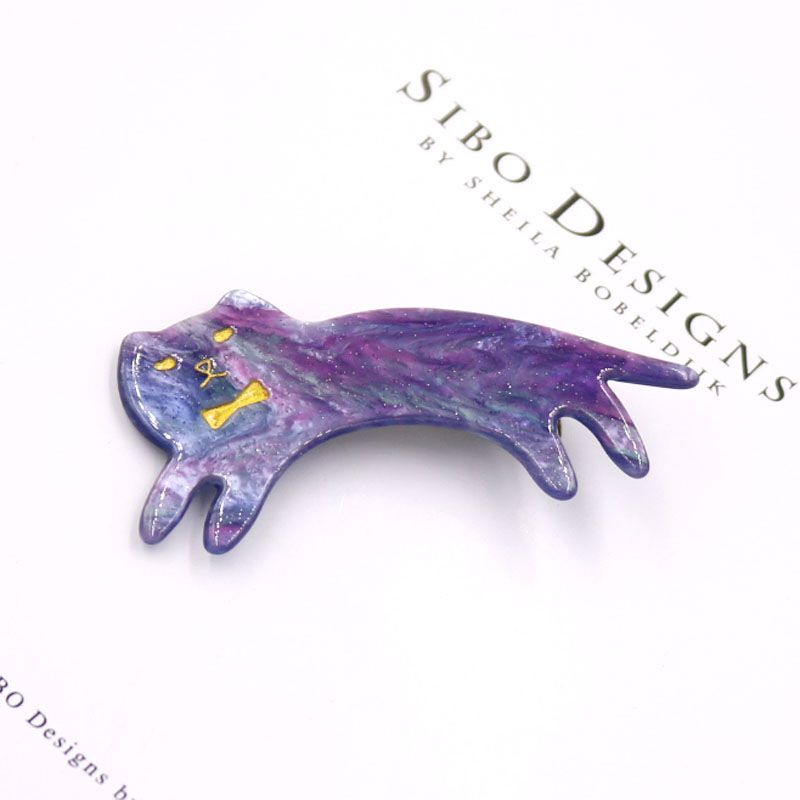 Japanese and Korean starry sky cat duckbeak clips, colorful acetate hair clips, large edge clips, acrylic bangs clips, small animal hair accessories detail image 3