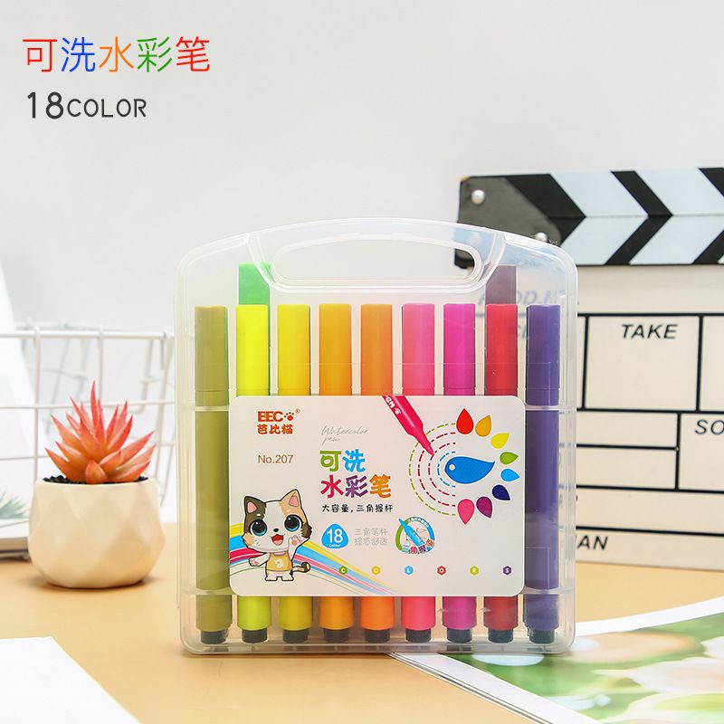 Paopyrene watercolor pen 18 color washable color pen student professional art painting triangle grip bar art supplies
