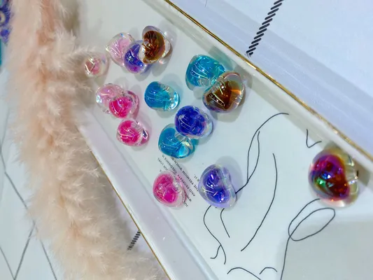 Acrylic half hole double color bead heart seven color DIY rope clothing accessories pen hanging accessories thumbnail
