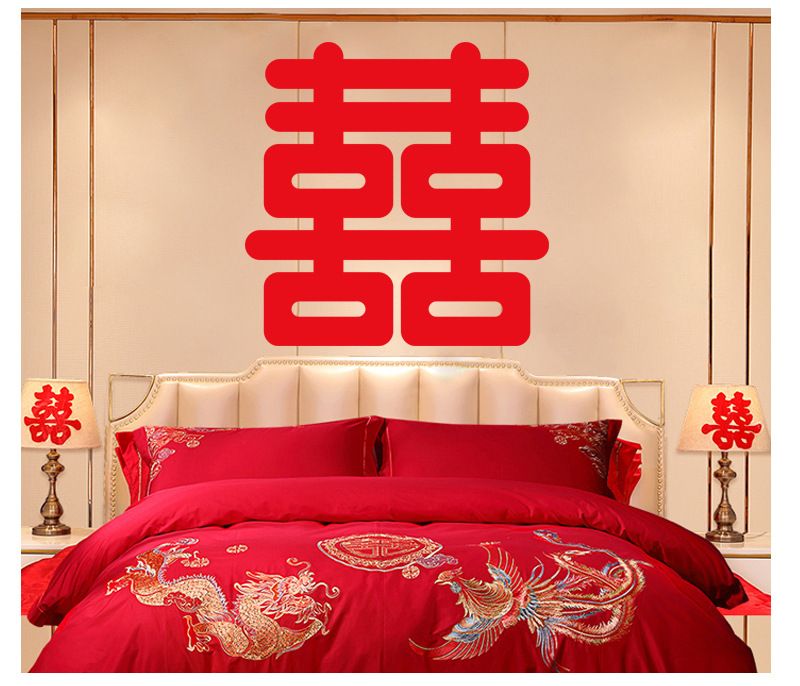 植绒楼梯小喜字窗花结婚庆房装饰大门贴纸婚礼布置双囍字用品大全详情8