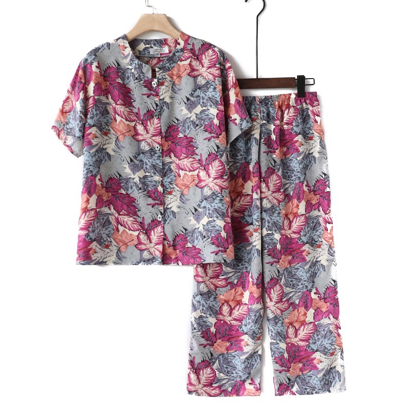 Lady's dress Granny suit Old lady cotton silk old Lady summer dress old man's dress with pockets two-piece suit thumbnail