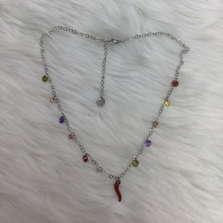 Colorful Zircon Red Pepper Accessory Necklace Stainless Steel Gallman 057
