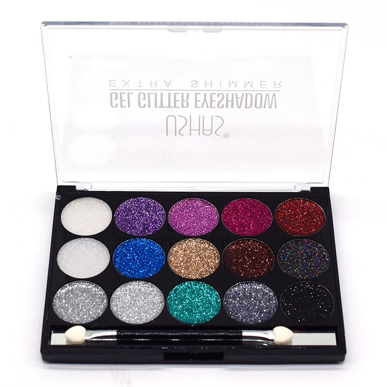 【 12-piece Set 】ES2912 Gold Onion Powder USHAS 15-color Gold, Silver and Blue Sequin Eyeshadow Cream Item Picture