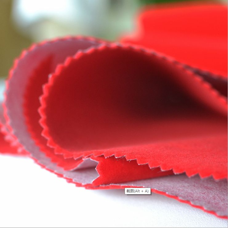 Grande rojo spunlace fondo no tejido nylon pelo largo flocado paño aplicable caja de joyería puede ser con pegamento