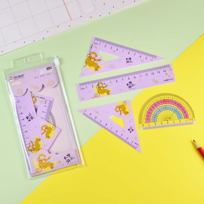 Factory direct sales of PVC ruler set, color ruler set, four-piece set Application Scenario