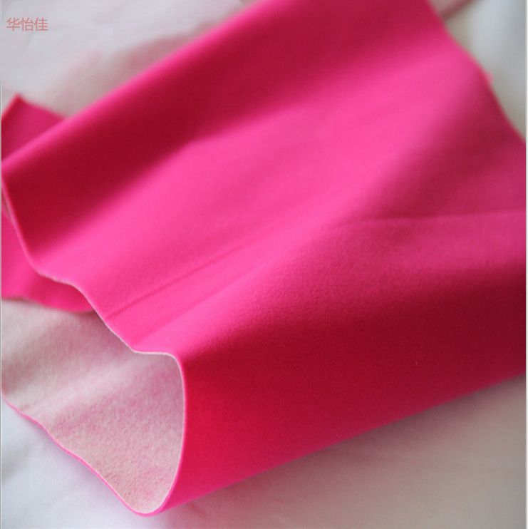 Hot-selling rose red non-thorn, non-woven bottom long-haired flocking fabric available for adhesive backing Dongguan jewelry box flocking fabric manufacturer detail image 4
