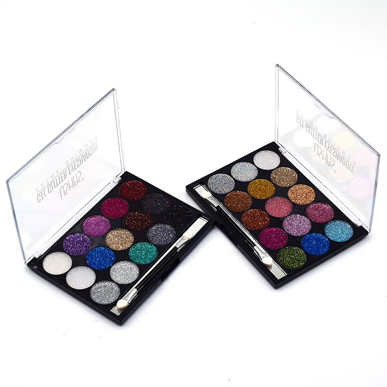 【12 packs 】ES2912 Gold Onion Powder USHAS 15 color Gold Silver Blue Glitter Eyeshadow full figure