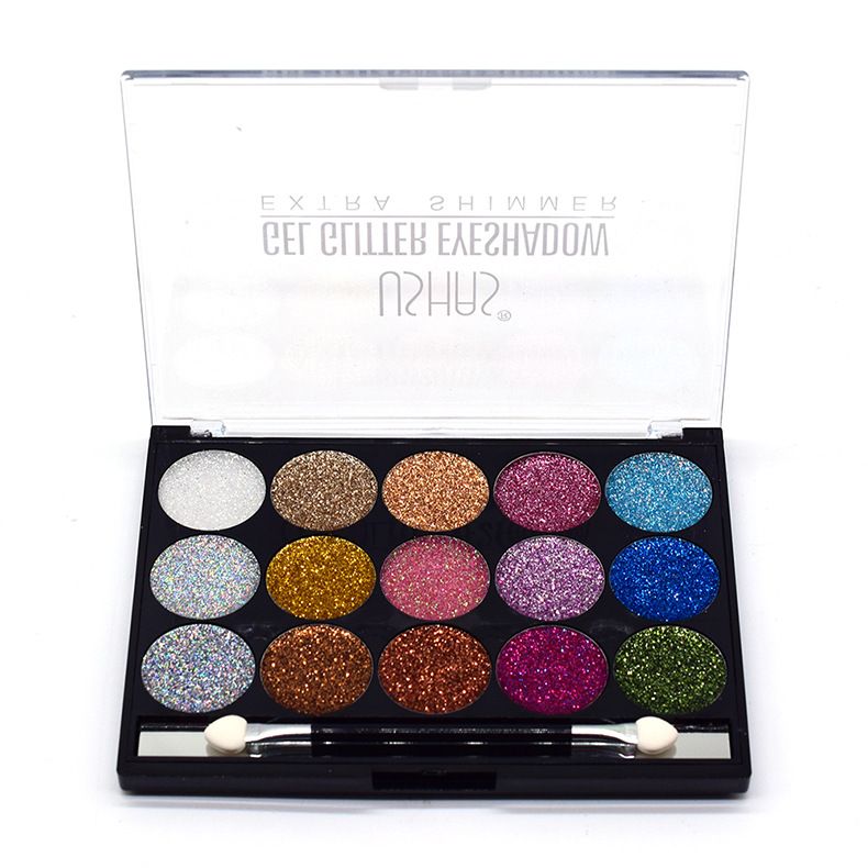 【12 packs 】ES2912 Gold Onion Powder USHAS 15 color Gold Silver Blue Glitter Eyeshadow details Picture