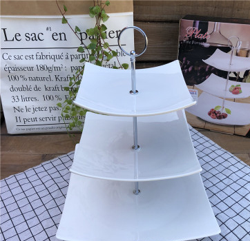 Wholesale European-style three-layer ceramic strainer trays, afternoon tea snack trays, multi-layer cake racks, dessert and food plating