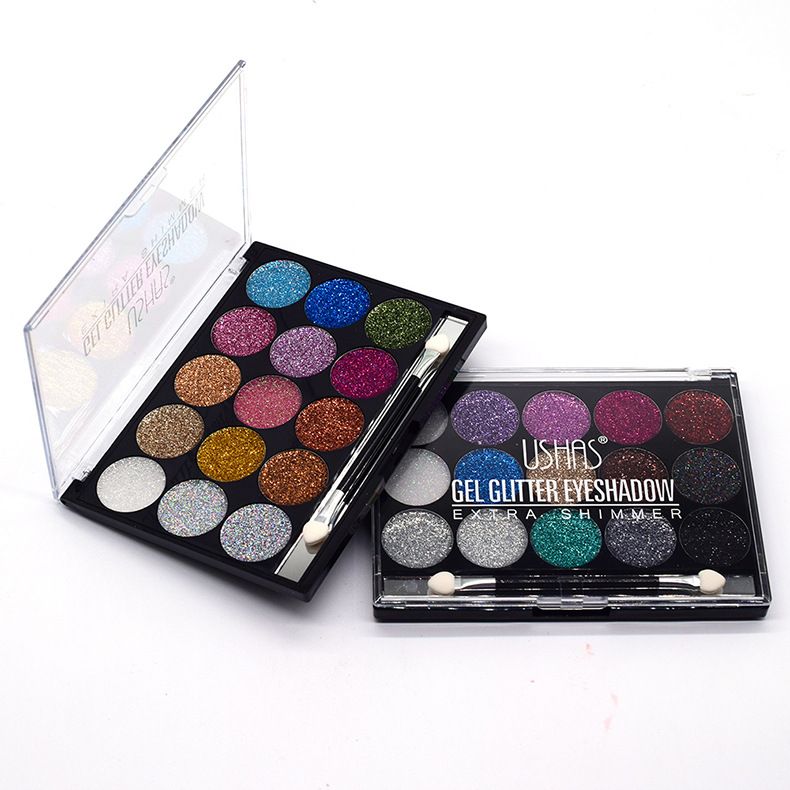 【 12-piece Set 】ES2912 Gold Onion Powder USHAS 15-color Gold, Silver and Blue Sequin Eyeshadow Cream detail image 3