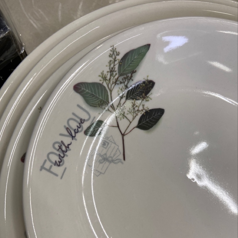 Pure white printed ceramic plates with tree branch patterns in a simple style are available in multiple sizes and styles details Picture
