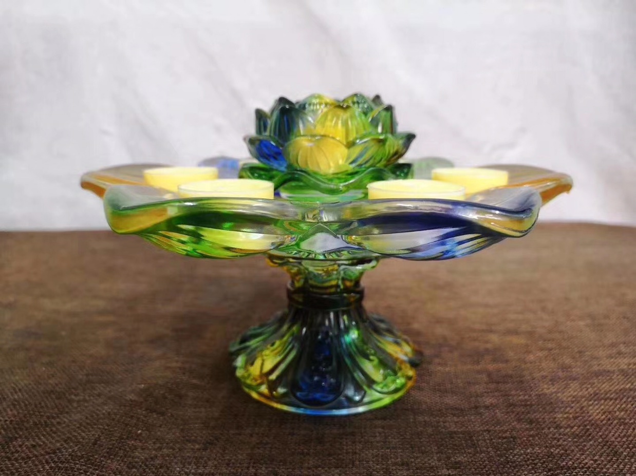佛前供灯 琉璃酥油灯座 七星灯座电子蜡烛