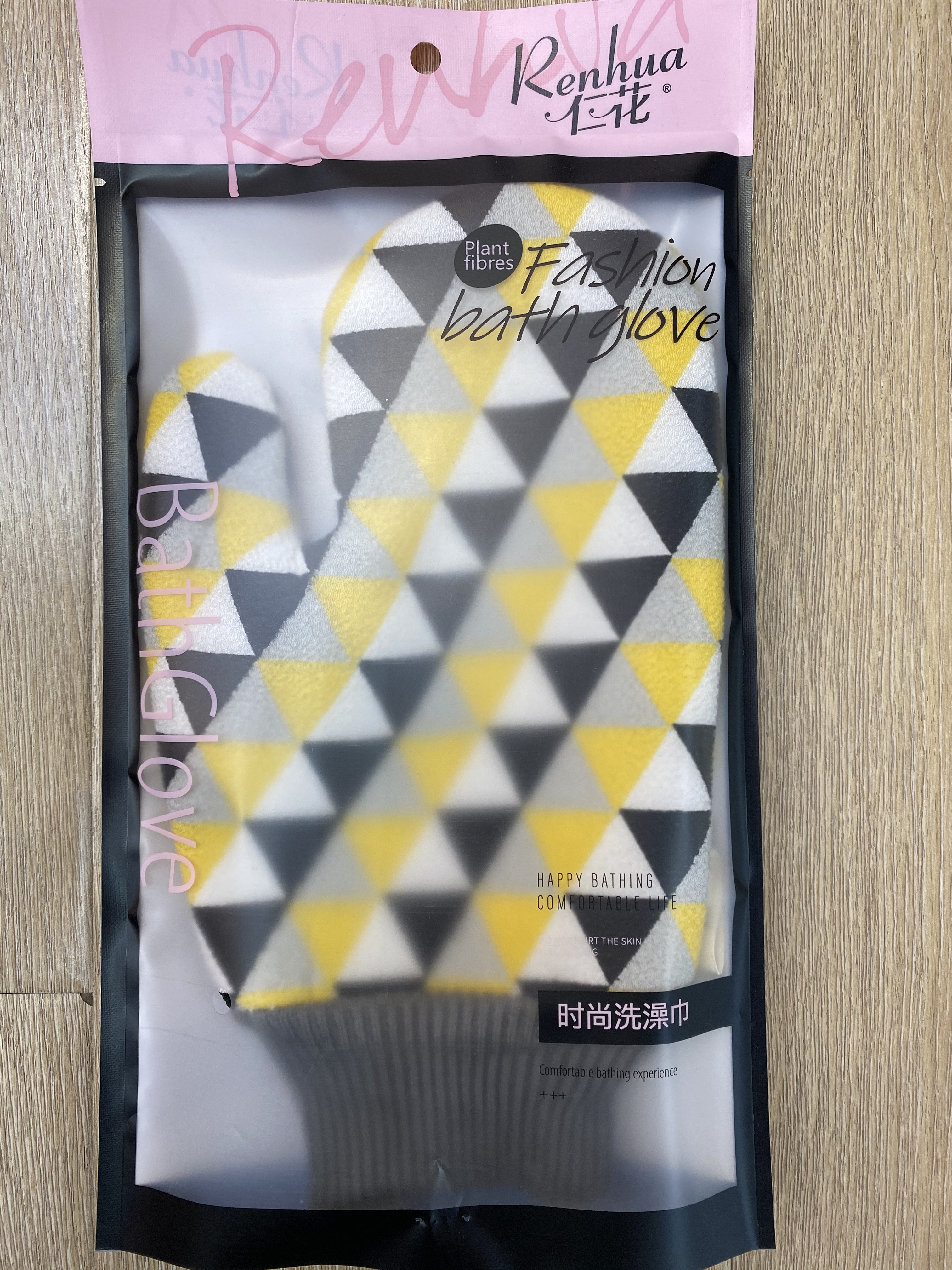 Jen flower bath towel bath gloves color triangle thumb bath gloves Specification drawing