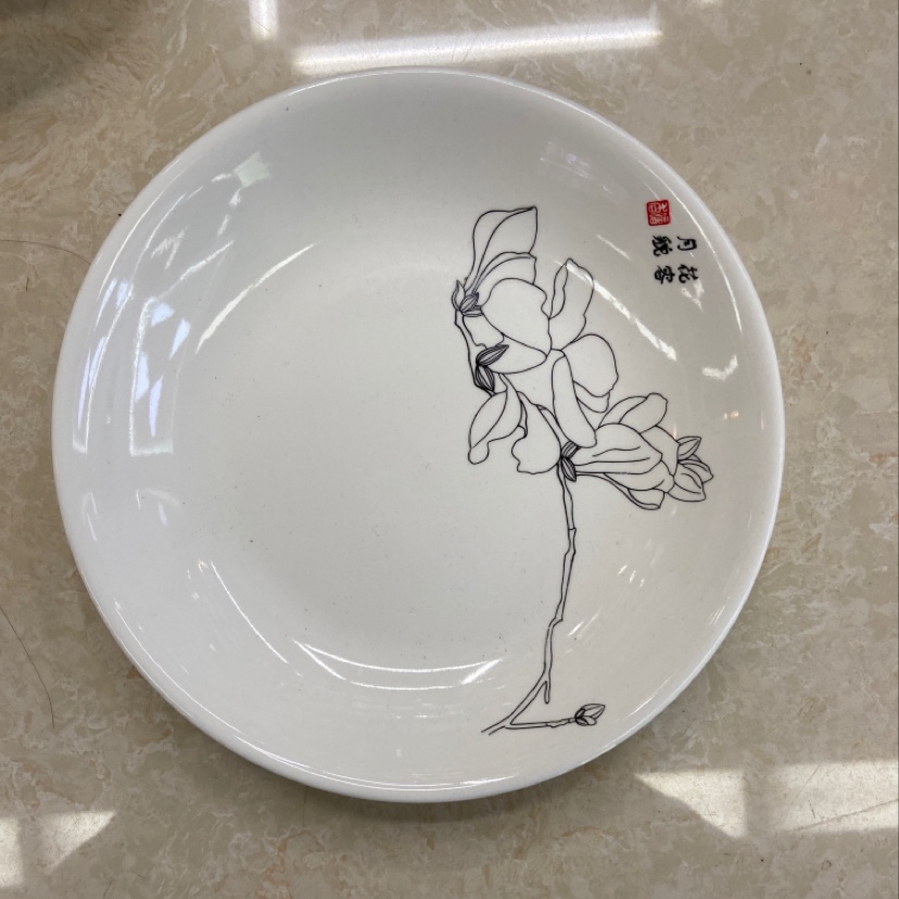 Simple flower pure white printed ceramic dinner plates, simple style, available in multiple sizes and styles Specification image