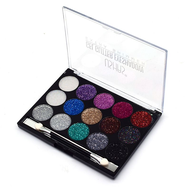 【12 packs 】ES2912 Gold Onion Powder USHAS 15 color Gold Silver Blue Glitter Eyeshadow Specification drawing