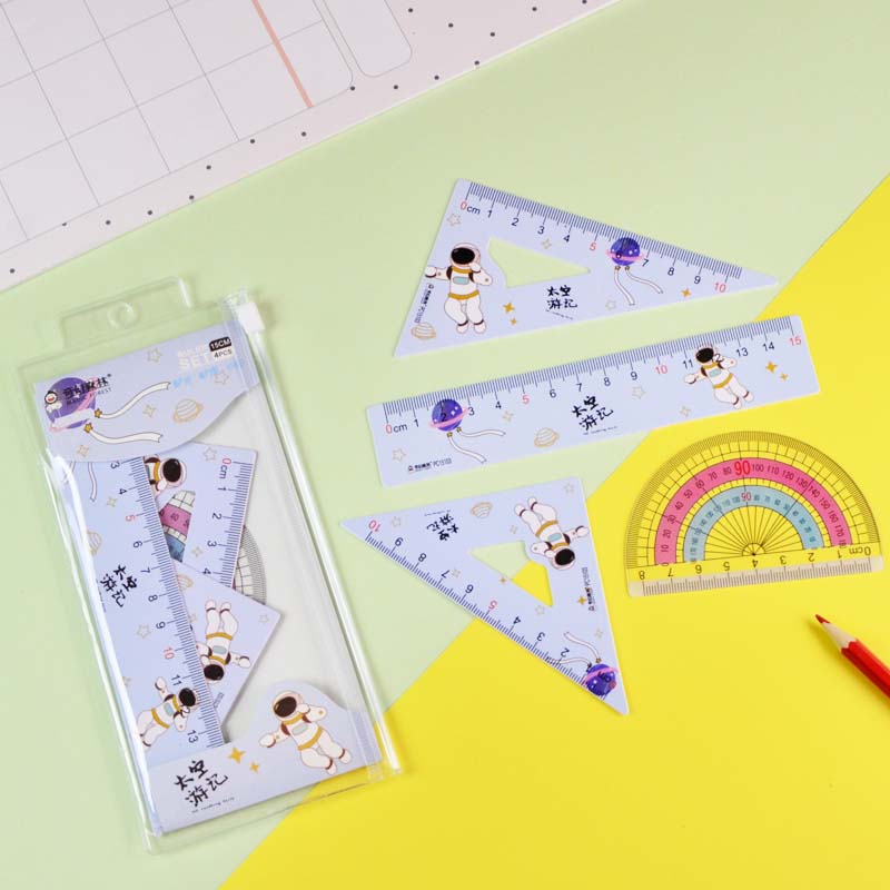 Factory direct sales of PVC ruler set, color ruler set, four-piece set details Picture