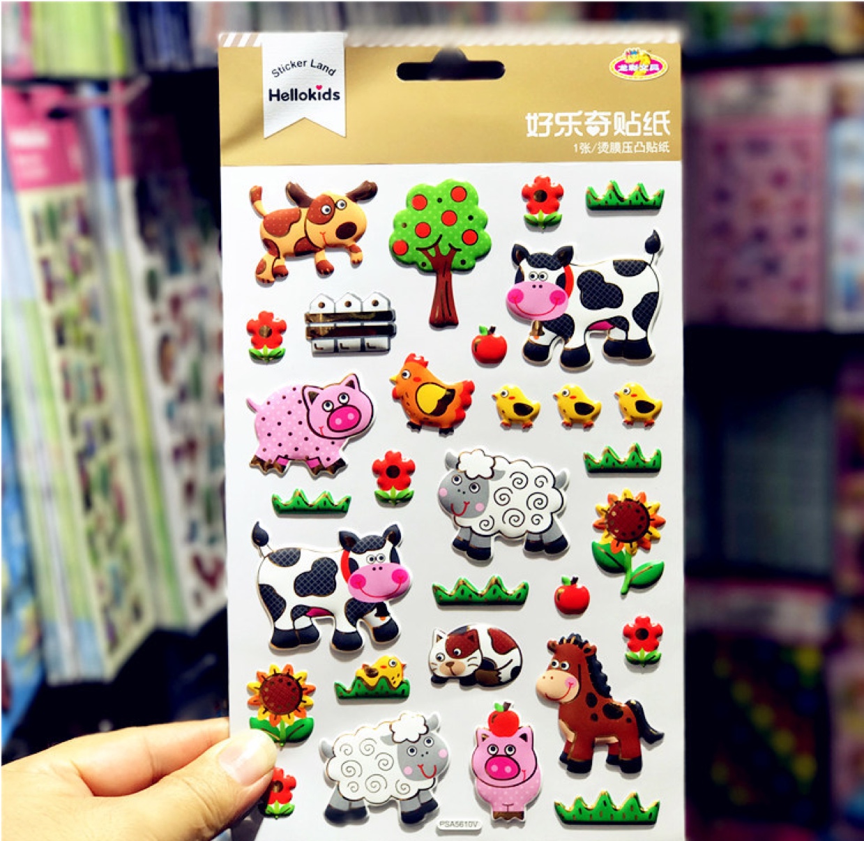 Medium sized blister stickers 3d PVC bump stickers cartoon animals poultry farm animals