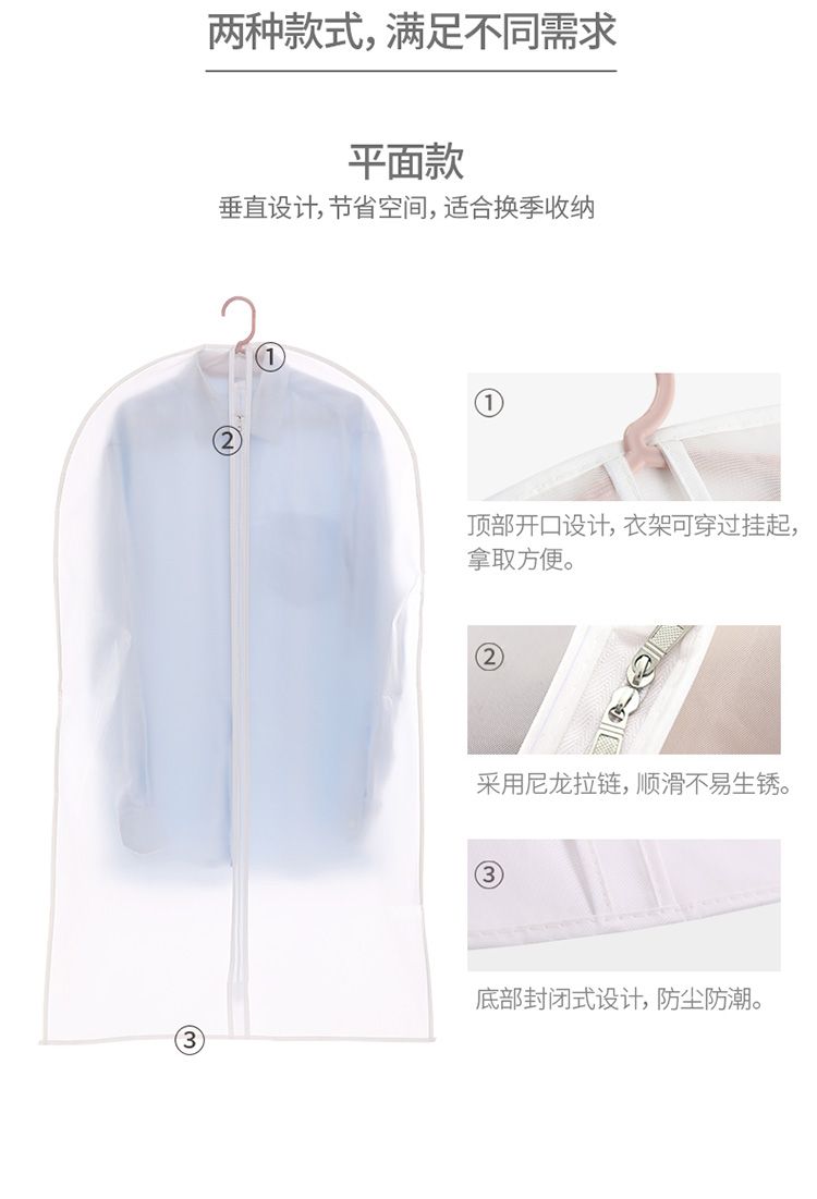 防尘罩衣服防尘袋西服防尘套立体半透明罩加厚衣物防尘挂袋新花色详情图7