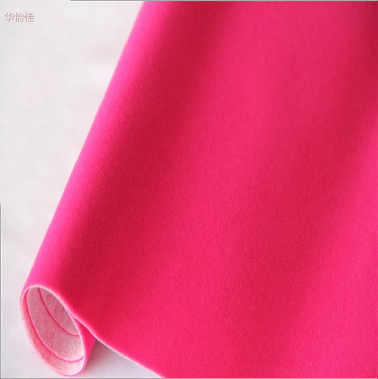 Hot-selling rose red non-thorn, non-woven bottom long-haired flocking fabric available for adhesive backing Dongguan jewelry box flocking fabric manufacturer detail image 3