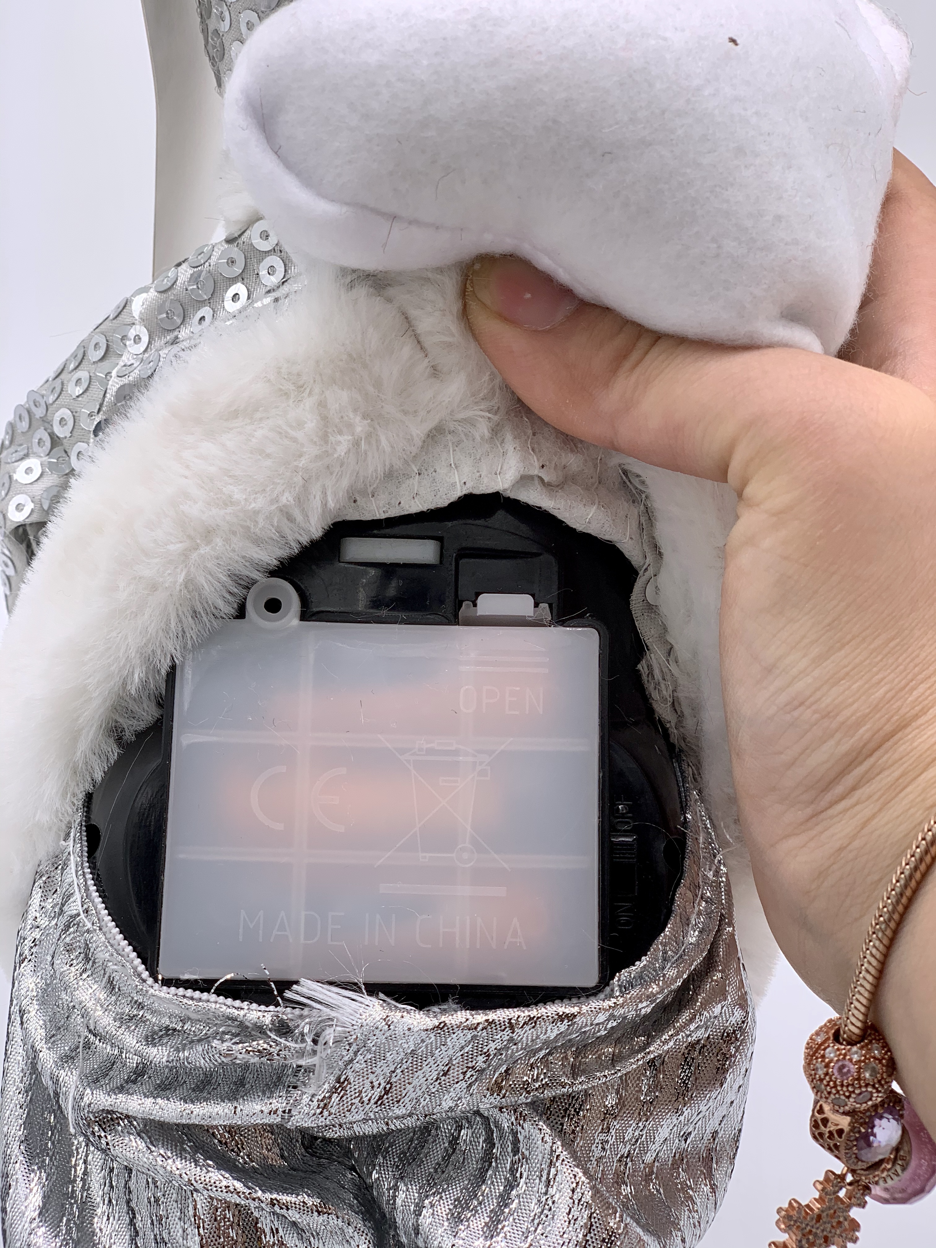 30 cm luxury silver sequined electric Santa Claus undefined