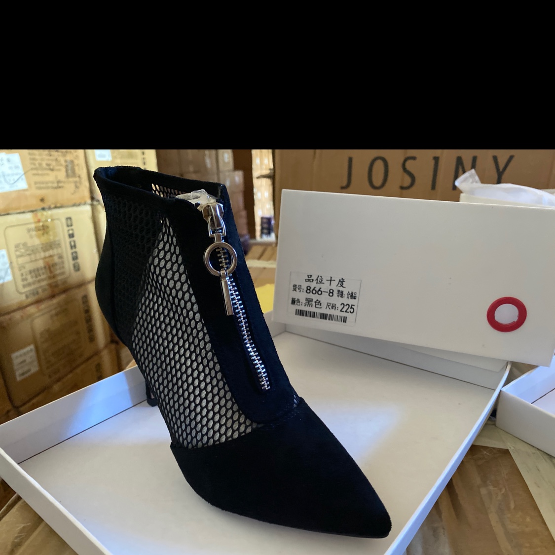 Victory Shoe Industry's Ten-degree women's fashion high-heeled net boots details Picture
