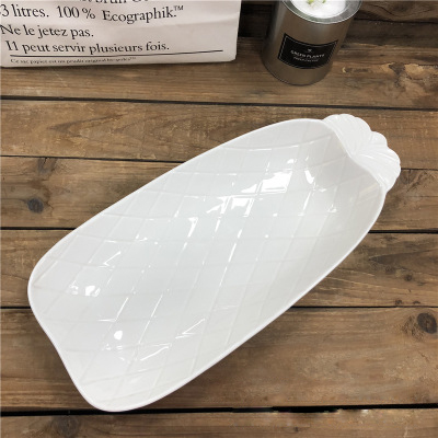 欧式创意陶瓷盘菠萝浮雕设计摆盘家用酒店水果点心蛋糕平盘西餐盘细节图