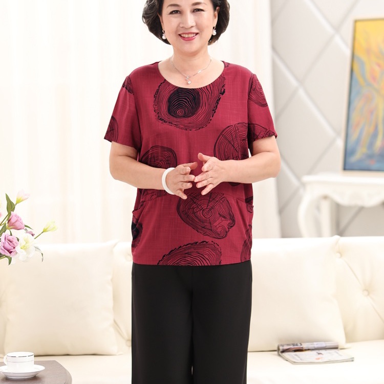Grandma suit for middle-aged and old ladies Cotton silk for old Ladies Summer dress for old men two-piece suit with pocket thumbnail