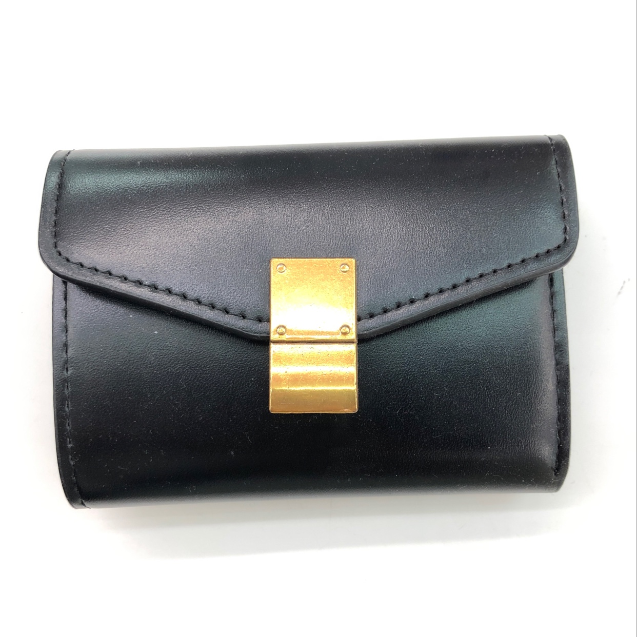 复古简约三折小钱包白底实物图