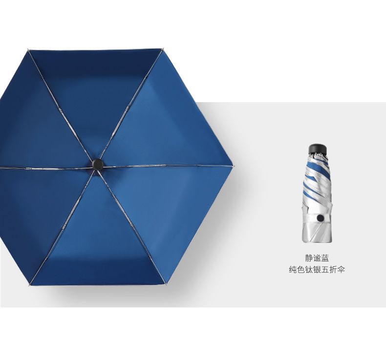 Titanium Silver Glue Plain Color Digital Folding Umbrella details Picture